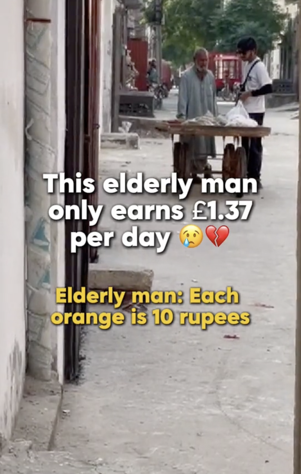 Elderly Uncle selling oranges